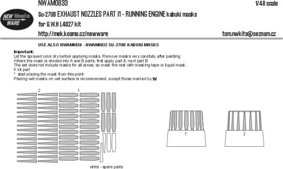 Su-27UB EXHAUST NOZZLES (close) mask for G.W.H. 1:48
