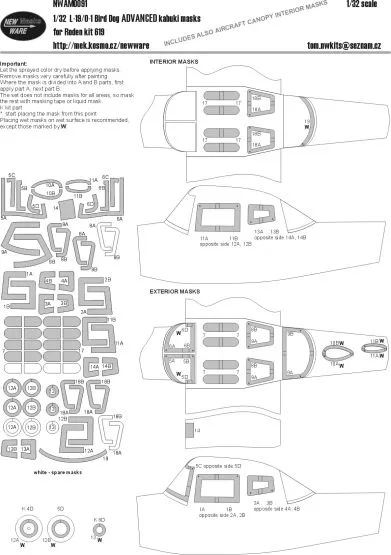 L-19/O-1 Bird Dog EXPERT mask for Roden 1:32