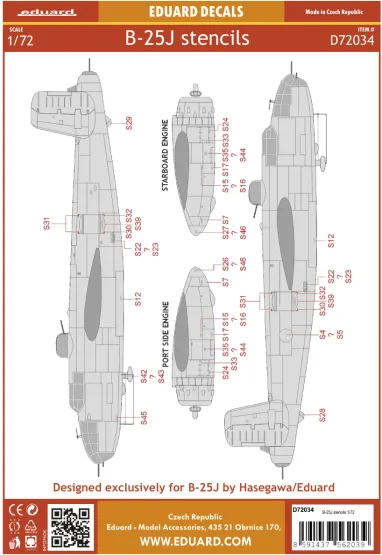 B-25J stencils 1:72