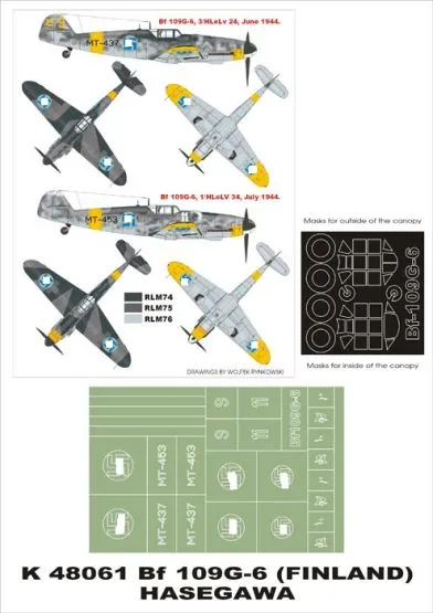 Bf 109G6 (FINLAND) Super mask for Hasegawa 1:48