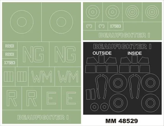 Beaufighter Mk.I maxi mask for Revell 1:32 Beaufighter Mk.I maxi mask for Revell 1:32