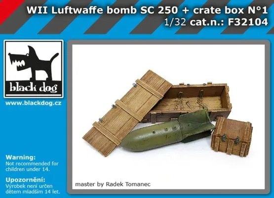 WW II Luftwaffe bomb SC 250 & crate box Nr.1 1:32