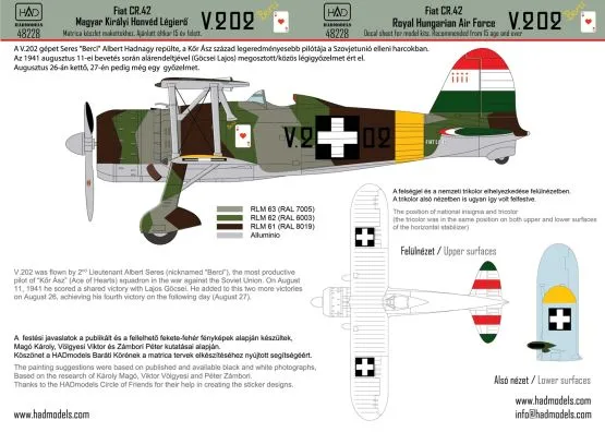 Fiat CR.42 Royal Hungarian Air Force V.202 1:48