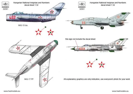 MiG-15/17/19/21/23 Hungarian national insignias 1:32 MiG-15/17/19/21/23 Hungarian national insignias 1:32