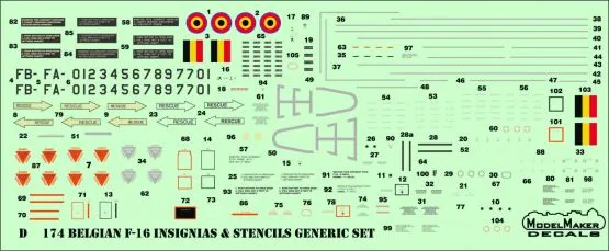 F-16 Belgian insignias & stencils 1:72