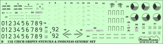 JAS 39 Gripen Czech Stencils & Insignias 1:72