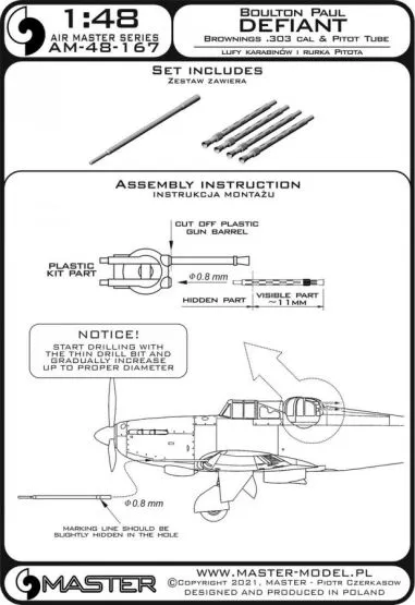 Boulton Paul Defiant - Pitot tube & Browning barrels 1:48