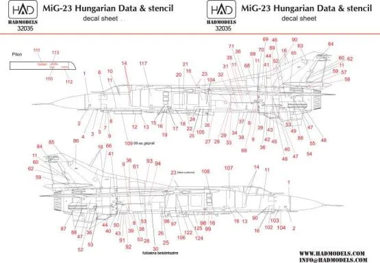 MiG-23 Hungarian Stencil 1:32
