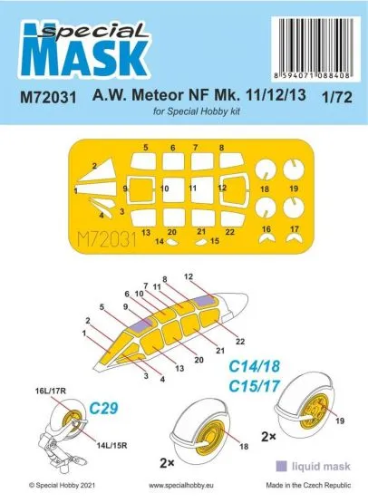 A.W. Meteor NF Mk.11/12/13 mask 1:72
