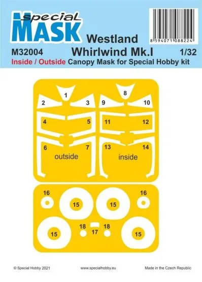 Westland Whirlwind Mk.I Inside/Outside mask 1:32