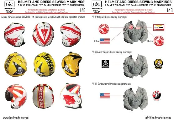 F-14 Helmets and military dress sewing 1:48
