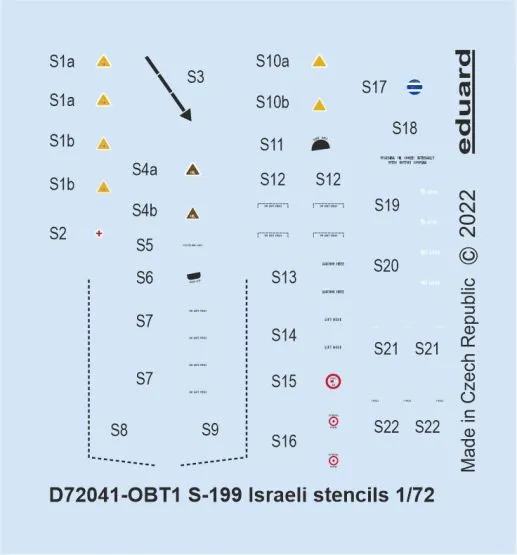 S-199 Israeli stencils 1:72