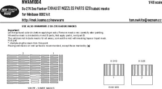 Su-27K Flanker EXHAUST NOZZLES (G28) mask for Minibase 1:48