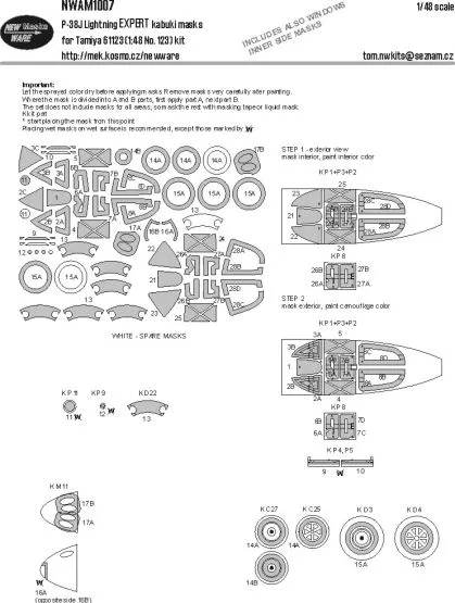 P-38J Lightning EXPERT mask for Tamiya 1:48