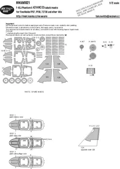 F-4EJ Phantom II ADVANCED mask for Fine Molds 1:72