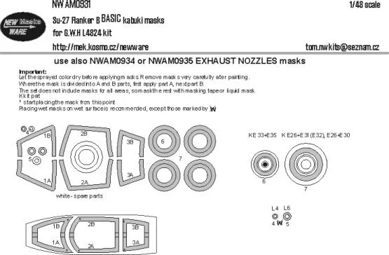 Su-27 Flanker B mask for G.W.H. 1:48