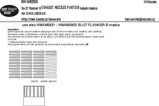 Su-27 Flanker B EXHAUST NOZZLES I9 mask for G.W.H. 1:48