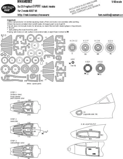 Su-25 Frogfoot EXPERT mask for Zvezda 1:48 Su-25 Frogfoot EXPERT mask for Zvezda 1:48
