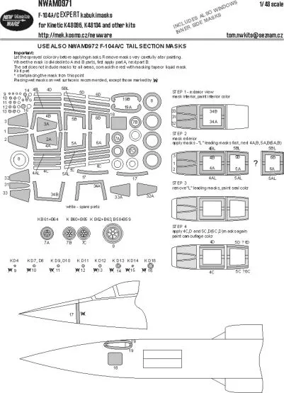 F-104A/C Starfighter EXPERT mask for Kinetc 1:48