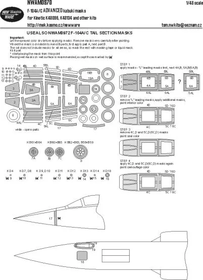 F-104A/C Starfighter ADVANCED mas for Kinetic 1:48