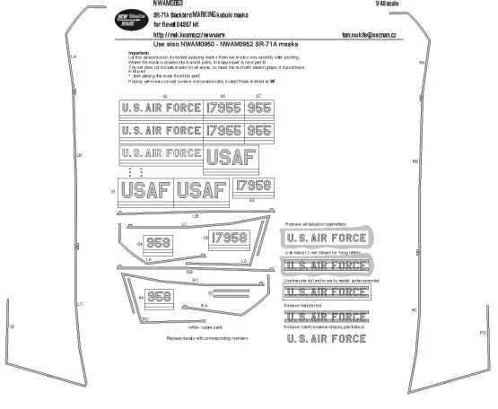 SR-71A Blackbird MARKING mask for Revell 1:48