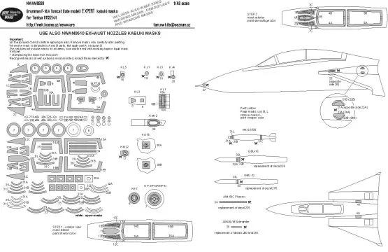 F-14A Tomcat (late model) EXPERT mask for Tamiya 1:48