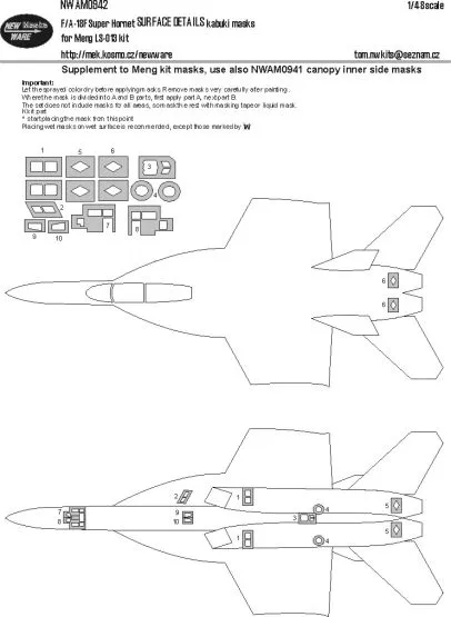 F/A-18F Super Hornet SURFACE mask for Meng 1:48