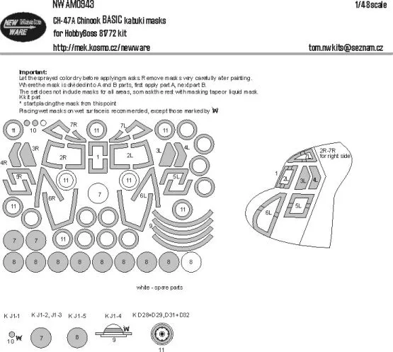 CH-47A Chinook mask for Hobby Boss 1:48