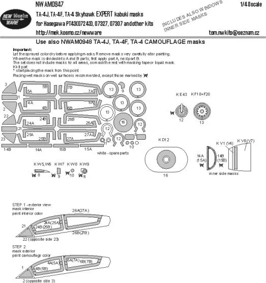 TA-4J, TA-4F, TA-4 Skyhawk EXPERT mask for Hasegawa 1:48 TA-4J, TA-4F, TA-4 Skyhawk EXPERT mask for Hasegawa 1:48