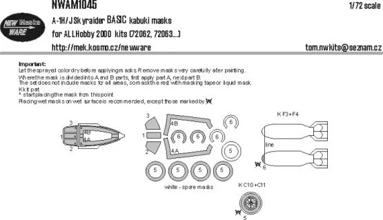 A-1H/J Skyraider mask for Hobby 2000 1:72
