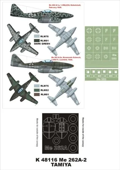 Me 262A-1a/2asuper mask for Tamiya 1:48