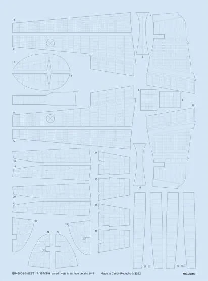 P-38F/ G/H raised rivets & surface details 1:48
