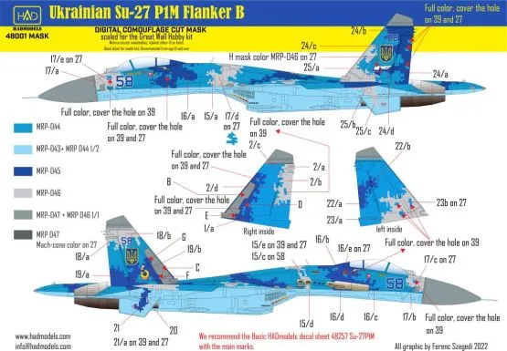 Su-27 PM1 Ukrainian digit camouflage MASK 1:48