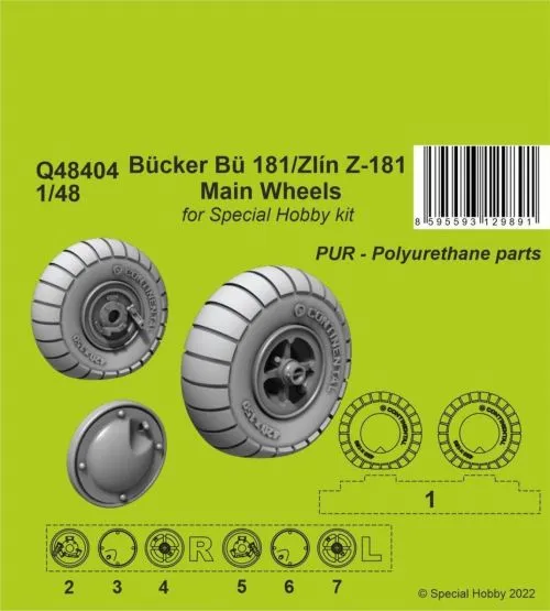 Bücker Bü 181/Zlín Z-181 main wheels 1:48
