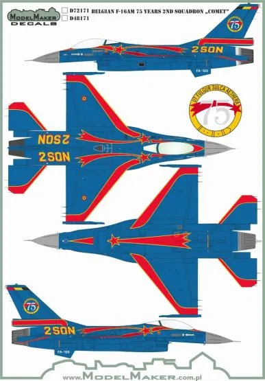 F-16AM Belgian 75 Years 2ND Squadron „Comet” 1:72