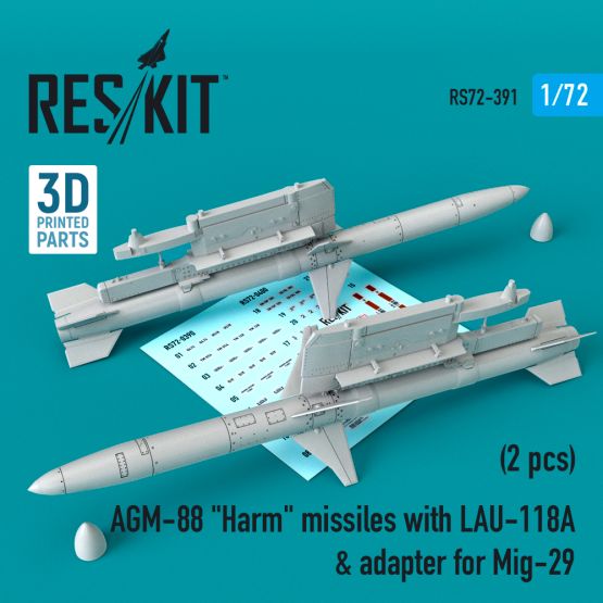 AGM-88 Harm missiles w/ LAU-118 & adapter for Mig-29 1:72