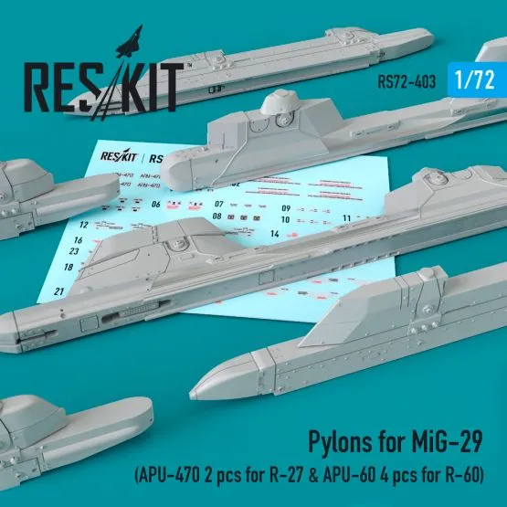 MiG-29 Pylons (APU-470 for R-27 & APU-60 for R-60) 1:72