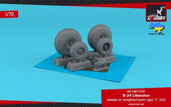 B-24 Liberator wheels w/ weighted tyres type c 1:72