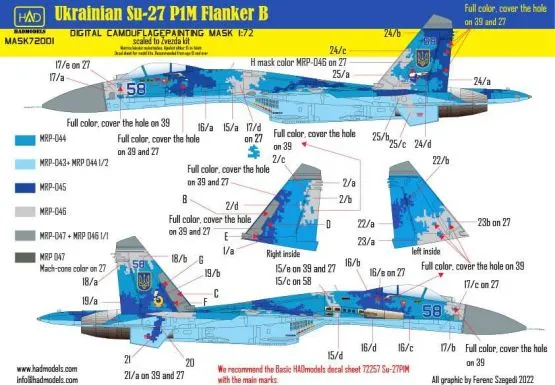 Su-27P1M Digital Camouflage MASK 1:72