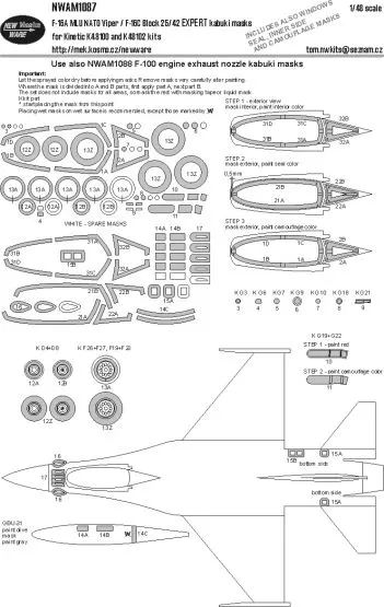 F-16A MLU/ F-16C Block 25/42 EXPERT mask for Kinetic 1:48 F-16A MLU/ F-16C Block 25/42 EXPERT mask for Kinetic 1:48
