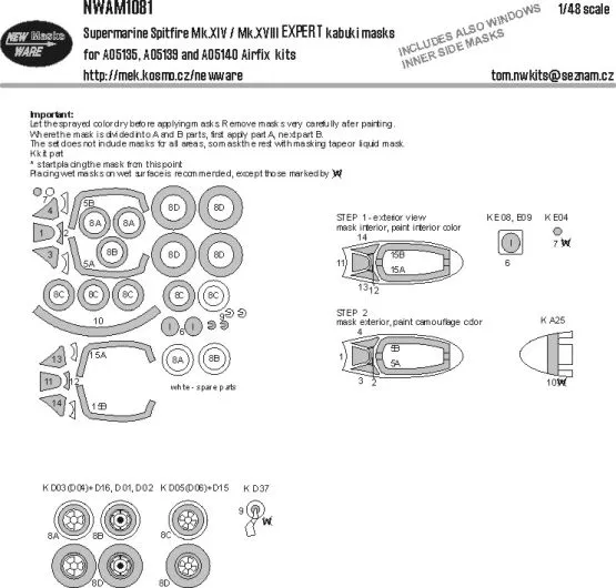 Spitfire Mk.XIV / Mk.XVIII EXPERT mask for Airfix 1:48
