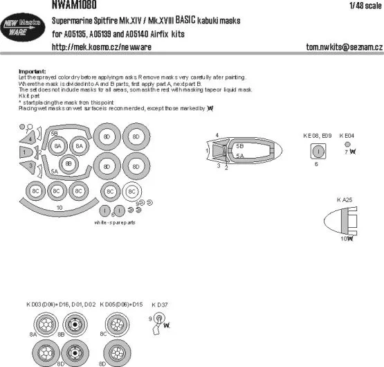 Spitfire Mk.XIV / Mk.XVIII mask for Airfix 1:48