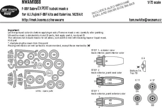 F-86F Sabre EXPERT mask for Fujimi 1:72