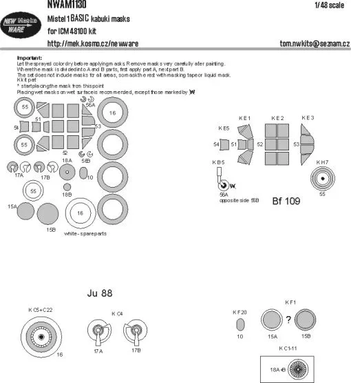 Mistel 1 mask for ICM 1:48