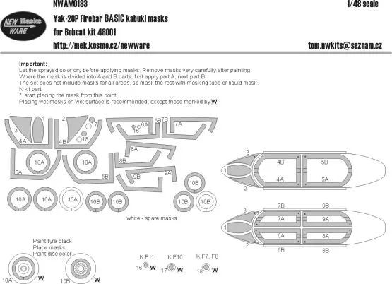 Yak-28P Firebar mask for Bobcat 1:48