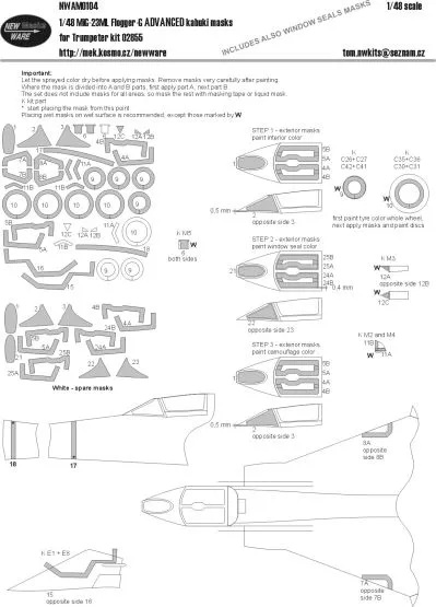MiG-23ML Flogger-G ADVANCED mask for Trumpeter 1:48