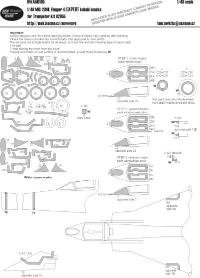 MiG-23ML Flogger-G EXPER mask for Trumpeter 1:48
