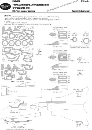 MiG-23MF Flogger B ADVANCED mask for Trumpeter 1:48