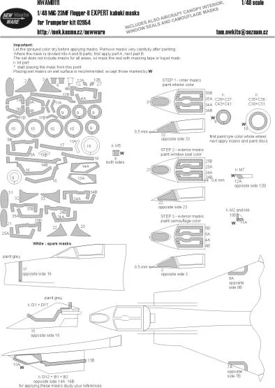 MiG-23MF Flogger B EXPERT mask for Trumpeter 1:48
