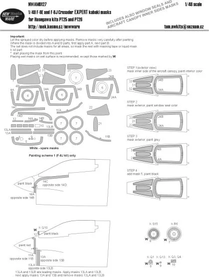 F-8E/J Crusader EXPERT mask for Hasegawa 1:48